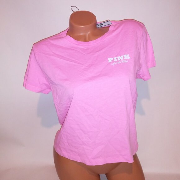 Victoria Secret PINK Tee T Shirt Medium Neon Pink Solid Short Sleeve Crew Neck G - Picture 3 of 9